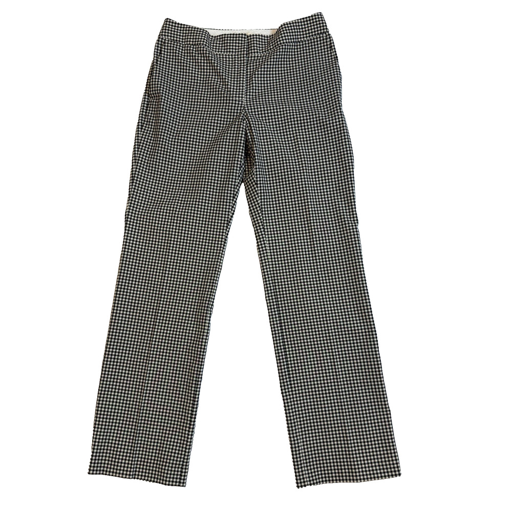 Liz Claiborne Jackie Pants Size 8 Black & White Gingham Flat Front Straight Leg